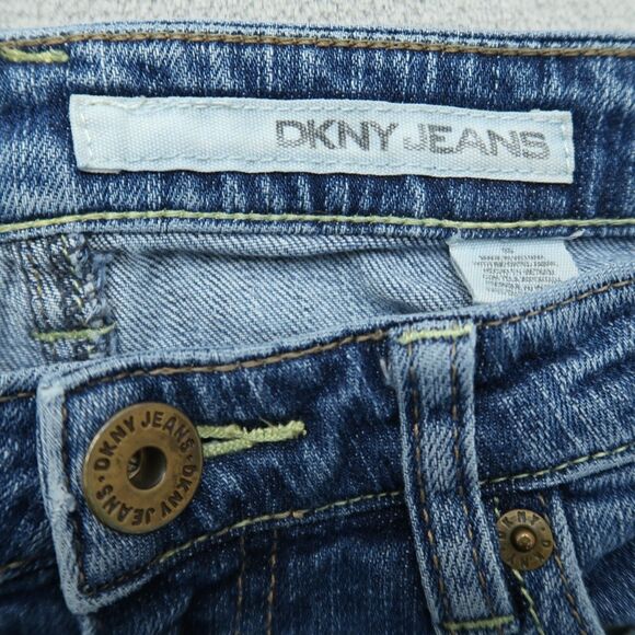 DKNY Jeans Women's 8S Blue Mid-Rise Bootcut Stretch Denim 28" Inseam Timeworn - Picture 12 of 16